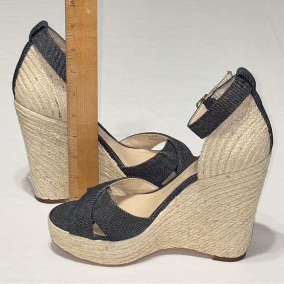 Vince Camuto Denim Espadrille Wedge Ankle Strap Sandals Size 8 - Picture 9 of 11